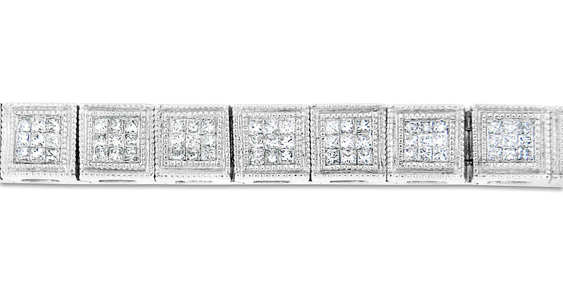 14K White Gold Princess Cut Diamond Cube Bracelet (2.86 cttw, H-I Color, SI1-SI2 Clarity)