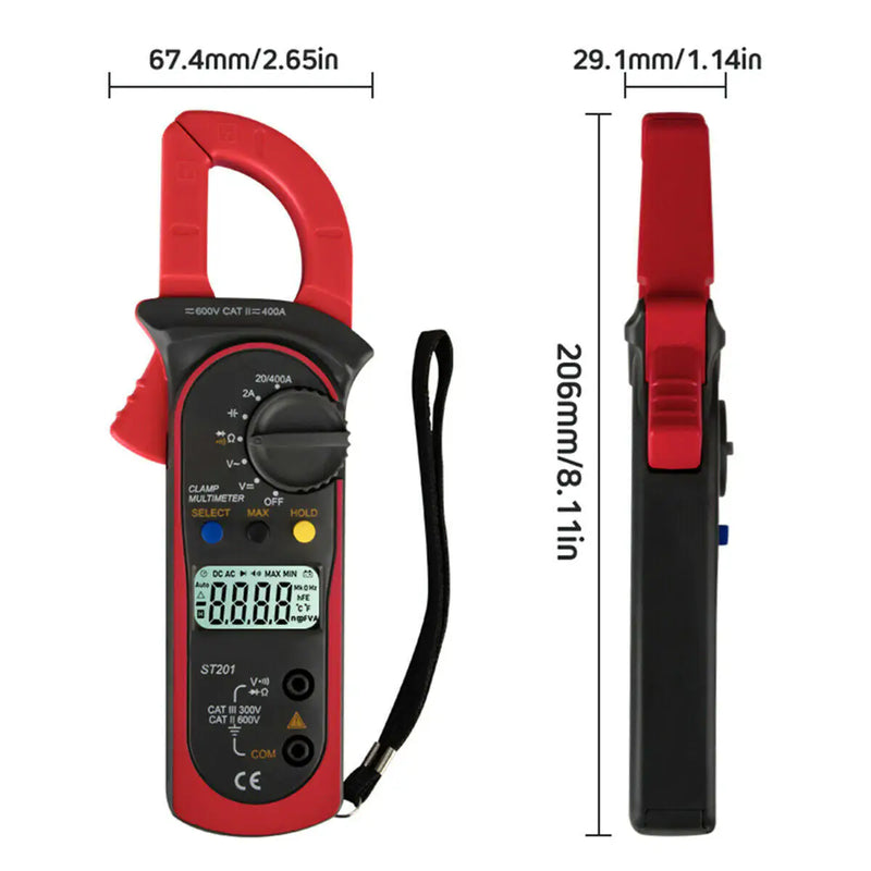 Digital Multimeter Tester AC DC Volt Ohm Amp Clamp Meter Auto Range LCD Handheld