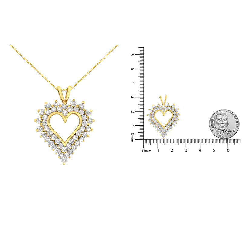 14K Yellow Gold Plated .925 Sterling Silver Brilliant-Cut Diamond Open Heart 18" Pendant Necklace (K-L Color, I1-I2 Clarity)