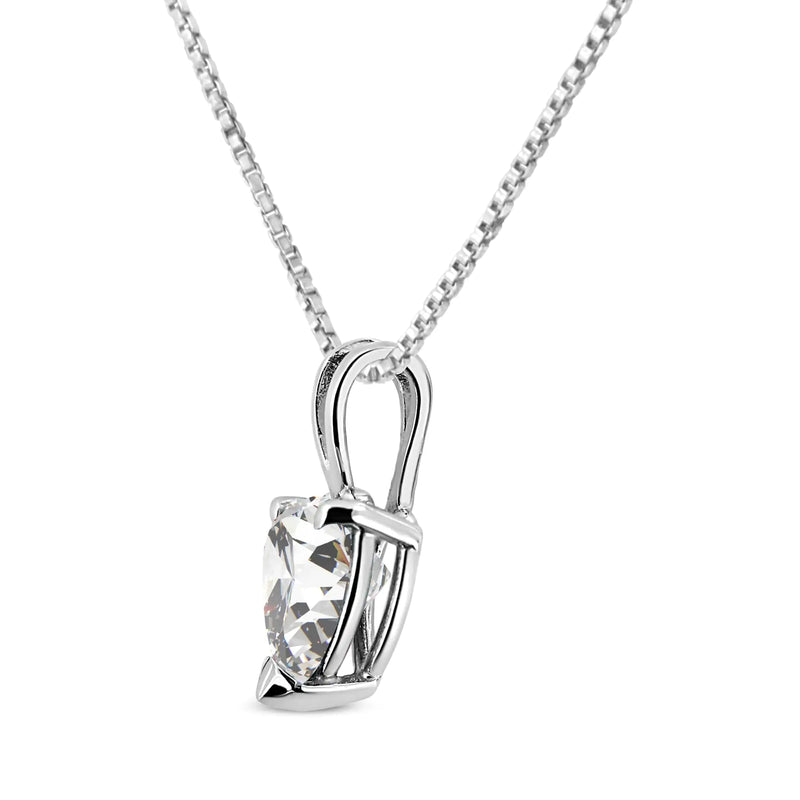 14K White Gold Martini Set 1.00 Cttw Lab Grown Heart Diamond Solitaire 18" Pendant Necklace (F-G Color, VS1-VS2 Clarity)