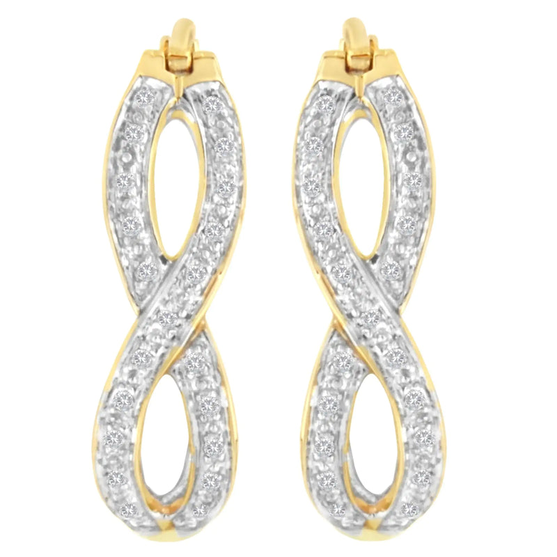 10K Yellow and White Gold 1/4 cttw Diamond Double Infinity Hoop Earrings (I-J Clarity, I1-I2 Color)