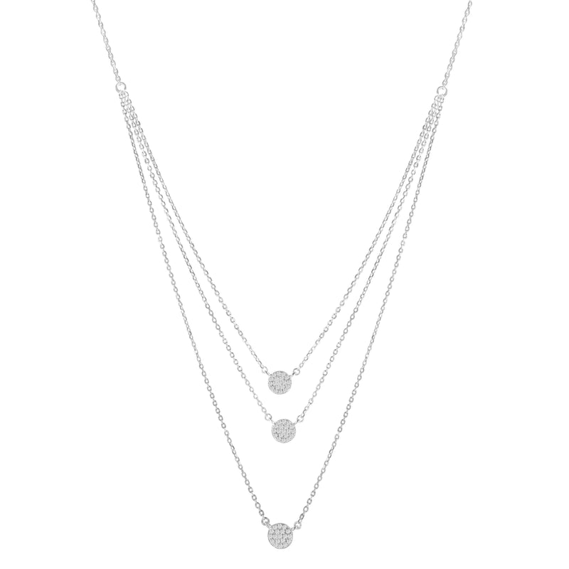 .925 Sterling Silver 1/2 Cttw Round Diamond Medallion Multi-Strand Tri Pendant 18" Necklace (H-I Color, I2-I3 Clarity)