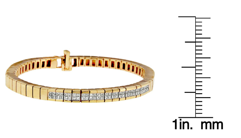 14K Yellow Gold Princess-Cut Diamond Banded Bracelet (1.10 cttw, G-H Color, SI1-SI2 Clarity)