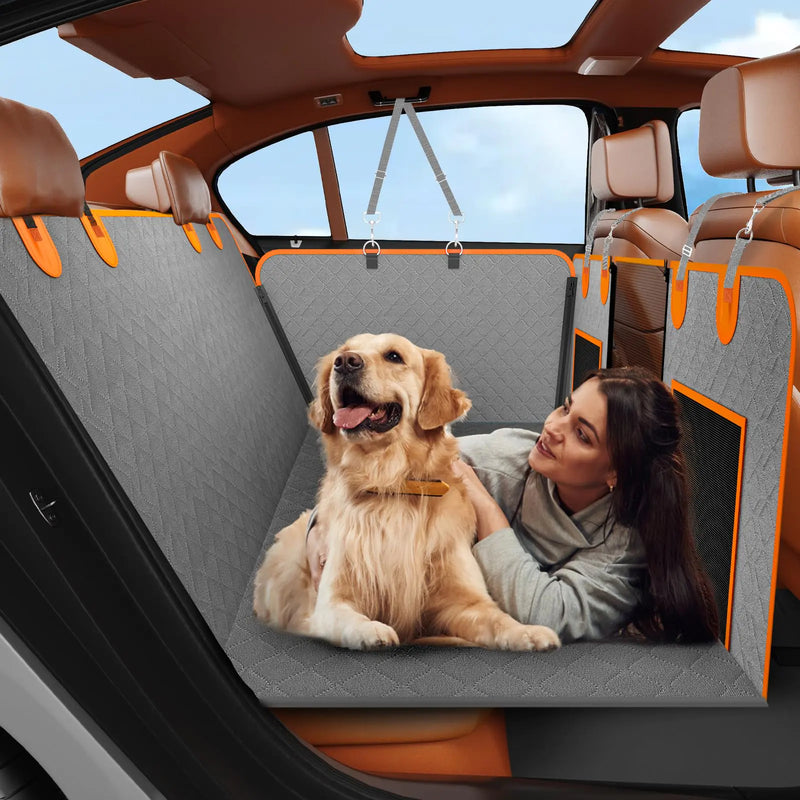 Instraella Back Seat Extender for Dogs Dog Car Seat Cover for Back Seat with Waterproof Hard Bottom for Car SUV Dog Hammock Travel Bed to Protect Your Car Backseat (for Car/Compact SUV-Grey)