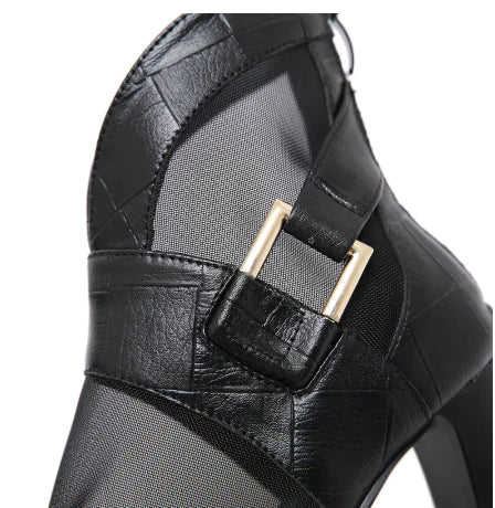 Mesh Heeled Sandals, Pointed Toe Design