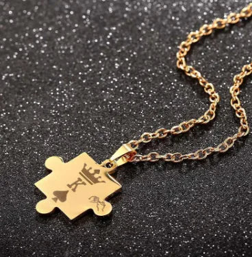 King and Queen Puzzle Necklace Set