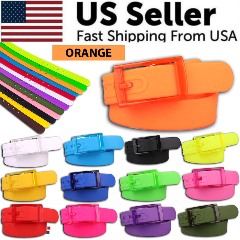 Adjustable Cut to Fit Rubber Plastic Jelly Silicone Casual Belt With Buckle USA