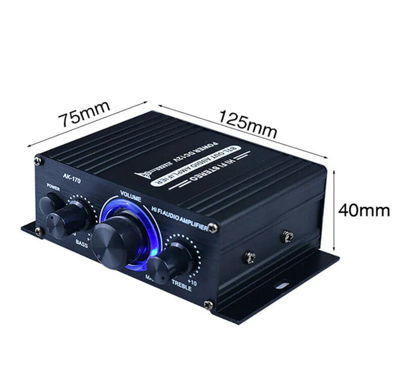 400W 12V 2 Channel Powerful Stereo Audio Power Amplifier HiFi Bass Amp Car Home