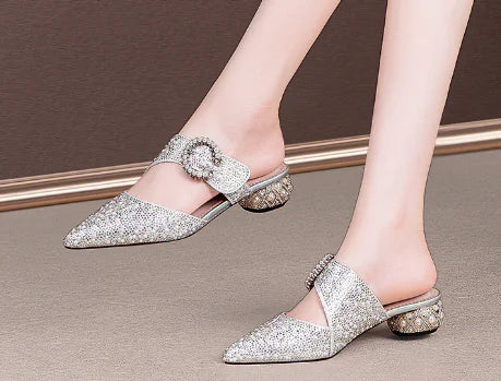 Chunky Heeled Sandals, Pointed Toe Mules, Heeled Slides