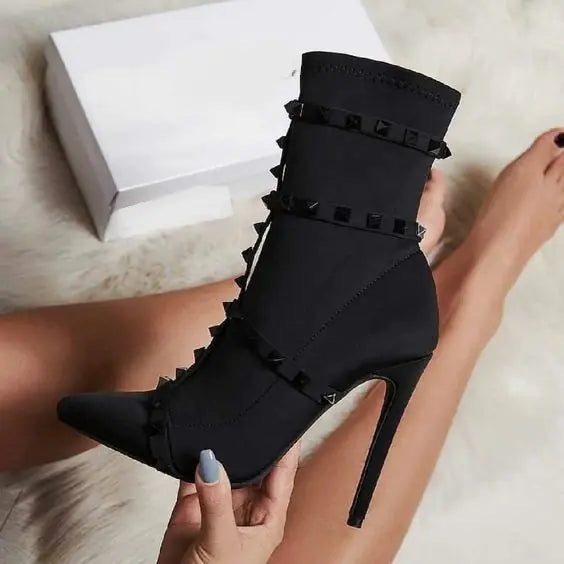 Pointed Toe Studded Wedding Boots for Women