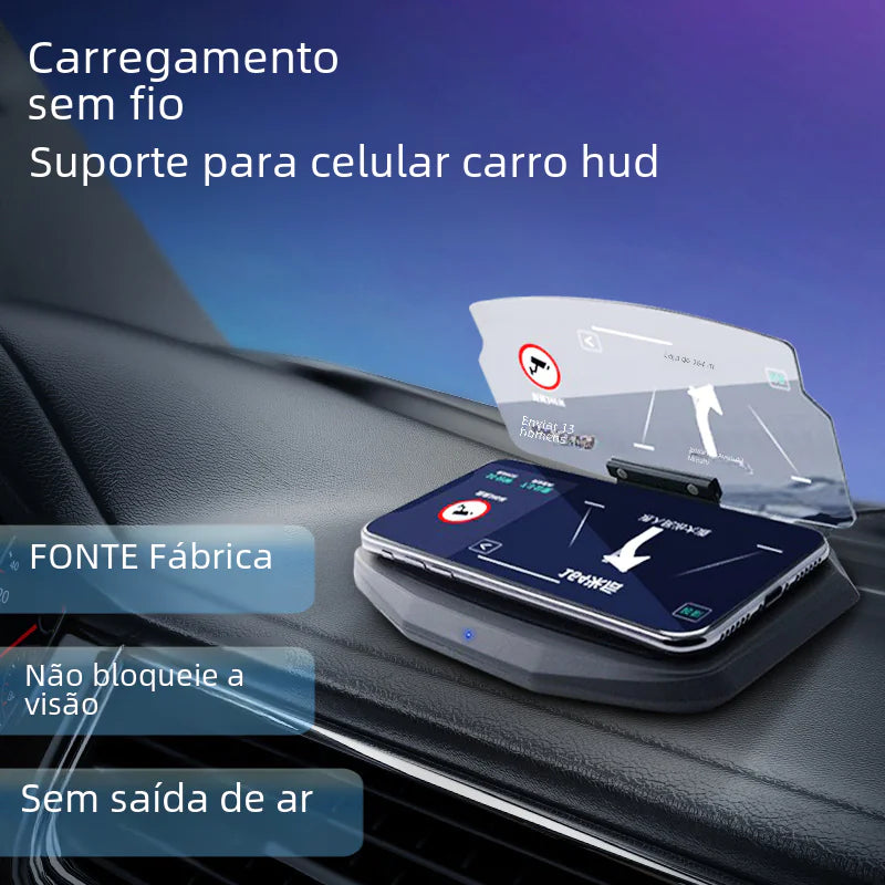 Car HUD Wireless Charger Phone Mount with Projector