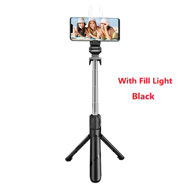 Wireless Selfie Stick Mini Tripod Extendable Monopod with fill light