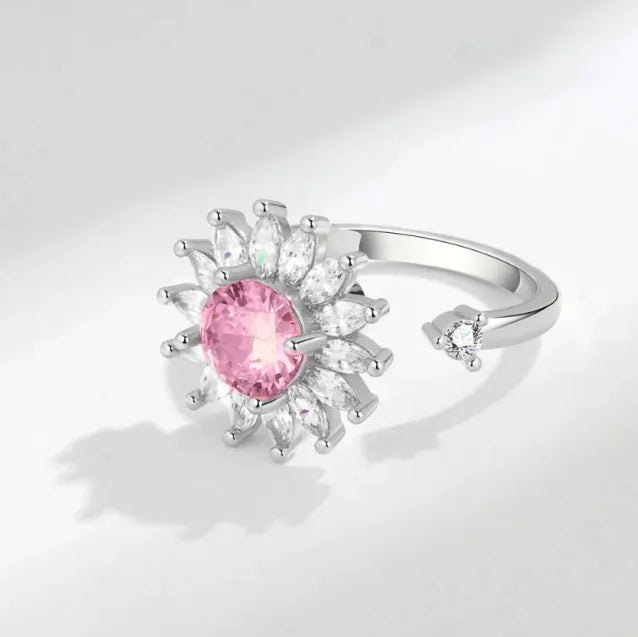 Rotating Rose Flower Opening Ring