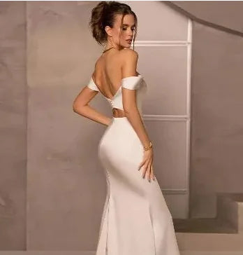 Ivory Satin Mermaid Wedding Dress