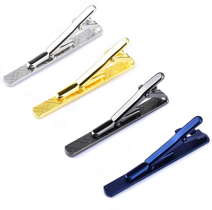 4PCS Mens Stainless Steel Tie Clip Necktie Bar Clasp Clamp Pin Gold Black Silver