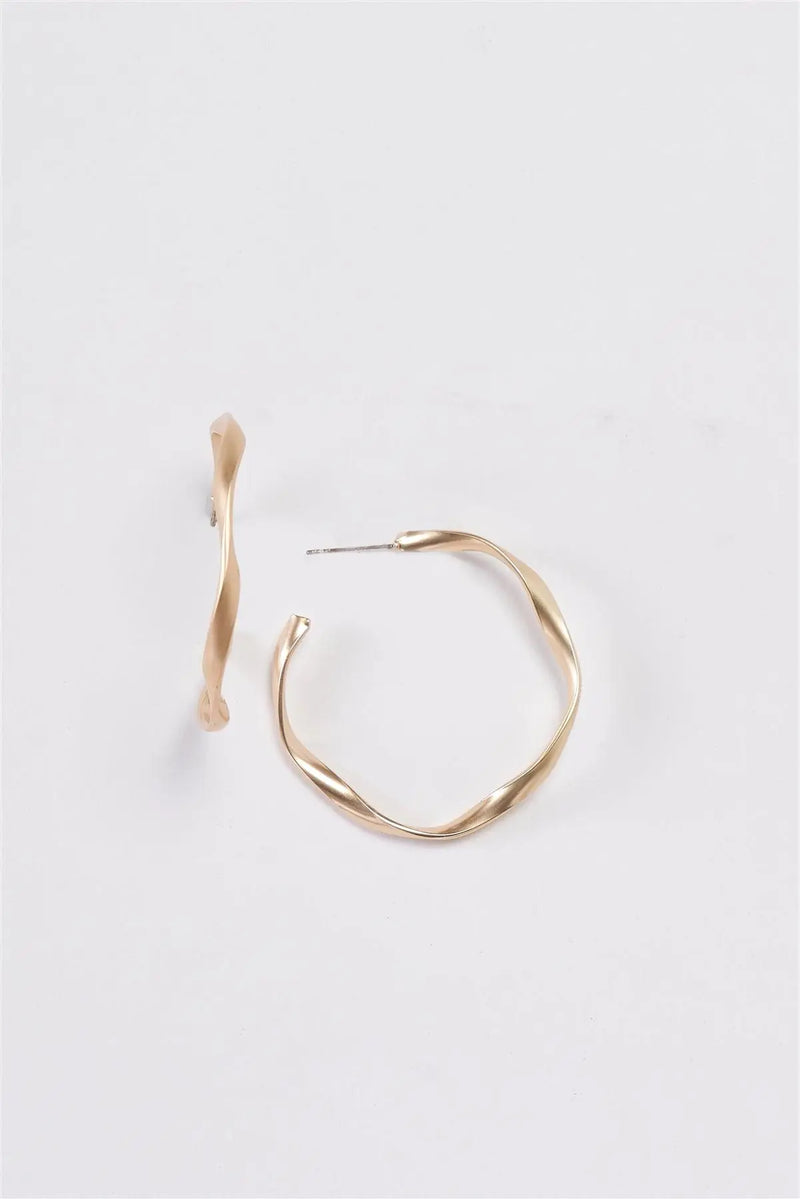 Matte Gold Interweave Twisted Hoop Earrings