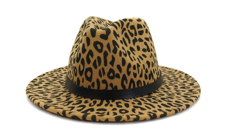 Leopard Print Jazz Hat for Couples - Wool Fedora MNDJS192