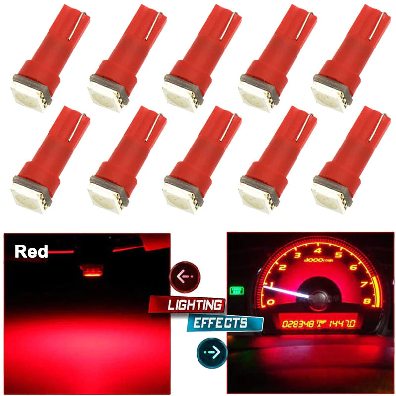 70PCS T5 T10 5050-SMD LED Speedometer Instrument Gauge Cluster Dash Light Bulbs