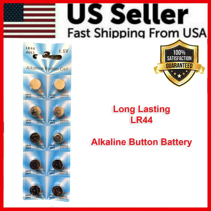 LR44 10 PACK LR44 AG13 A76 L1154 357 303 LED Button 1.5V Cell Alkaline Battery