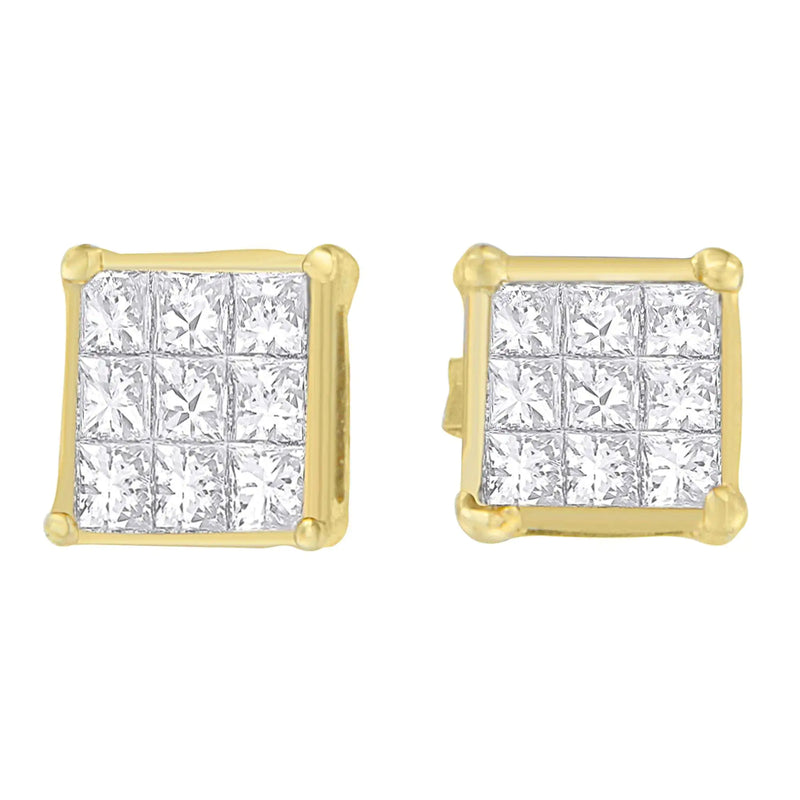 14K Yellow Gold 1/2 cttw Princess Cut Diamond Earrings (H-I, VS1-VS2)