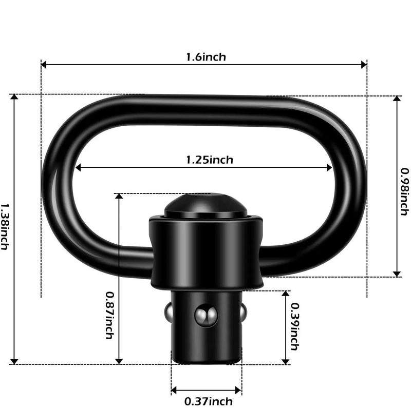 2PCS Heavy Duty Flush Push Button Quick Detach 1.25" Rifle QD Sling Swivel Mount