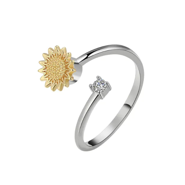 Rotating Rose Flower Opening Ring