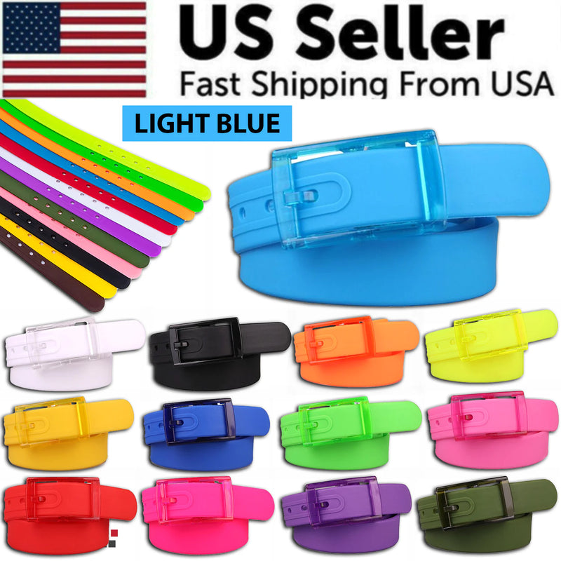 Adjustable Cut to Fit Rubber Plastic Jelly Silicone Casual Belt With Buckle USA