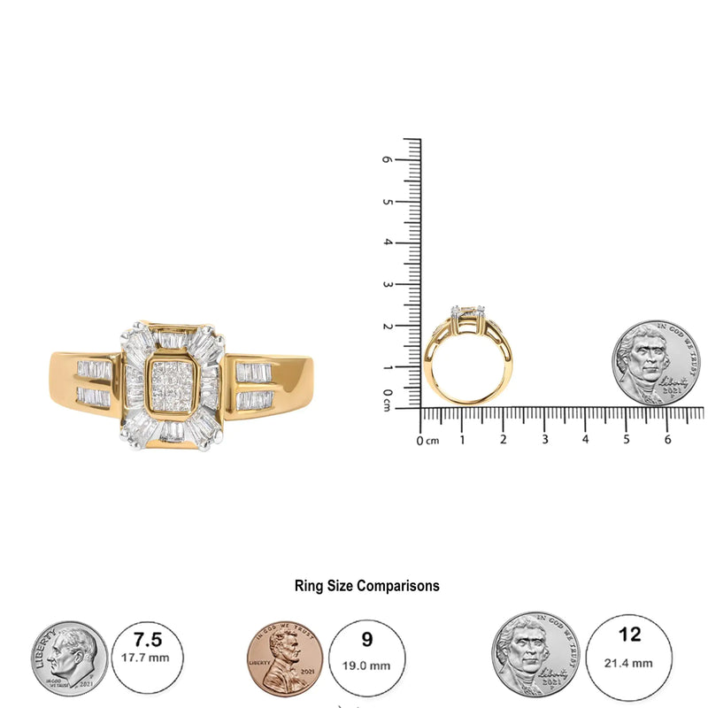 10K Yellow Gold 1/2 Cttw Diamond Composite and Halo Ring (H-I Color, SI1-SI2 Clarity)