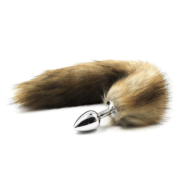 False Fox Tail With Metal Anal-Butt Plug Buttplug Cosplay Game Toy Games Romance