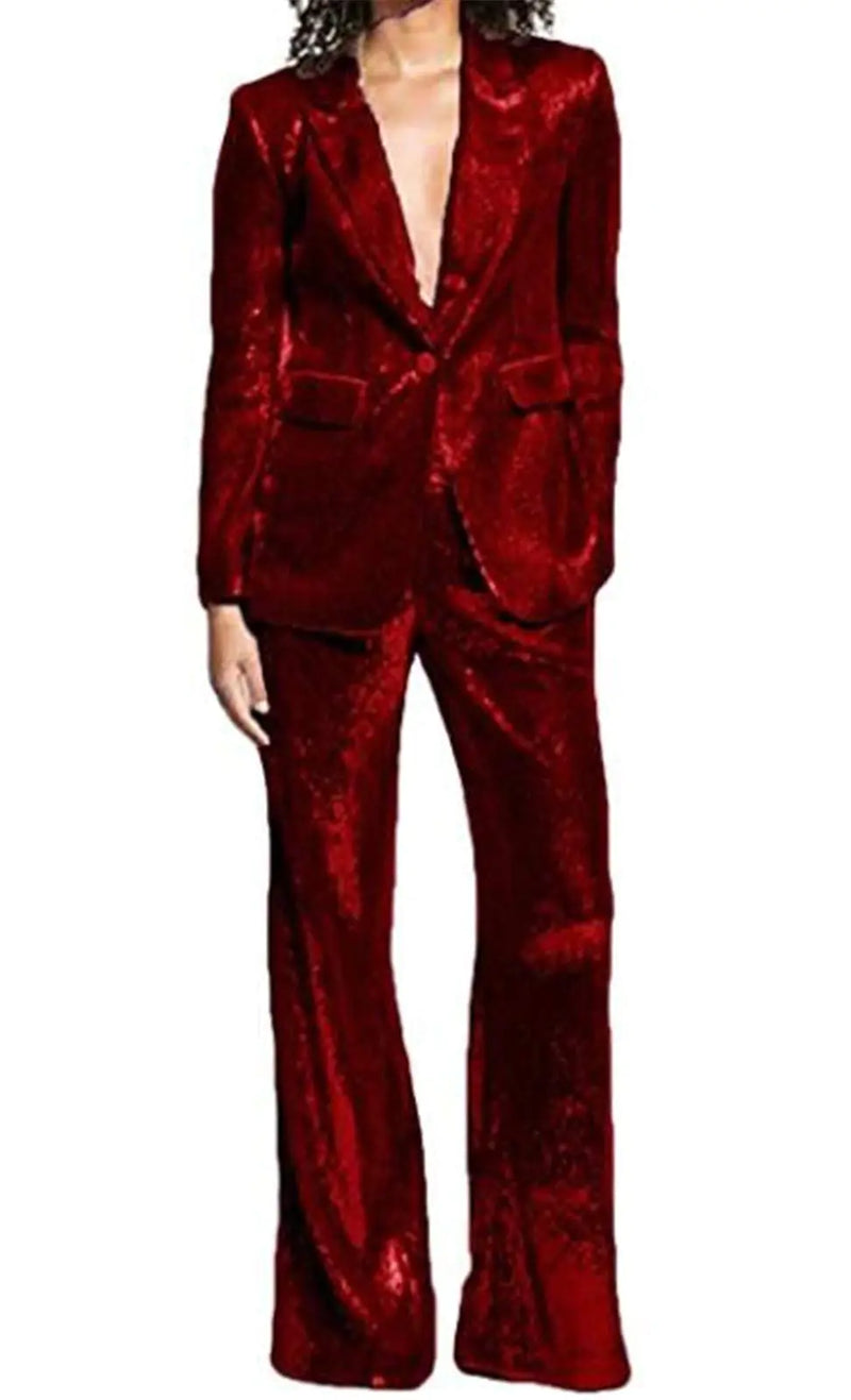 Sequins Women Suits Set Blazer Ladies Wedding Tuxedos Party Wear Suits