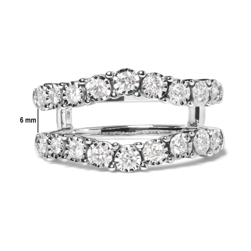 14k White Gold 1/2 Cttw Miracle Set Diamond Enhancer Wrap Ring Guard (H-I Color, I1-I2 Clarity)