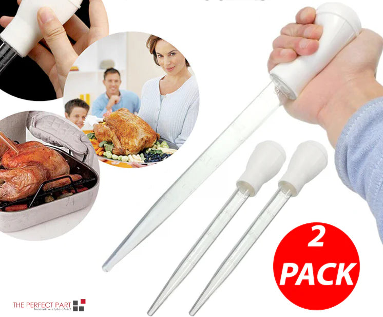 2 PCS Meat & Poultry Baster Heat Resistant BPA Free Turkey Syringe Flavor 30ML