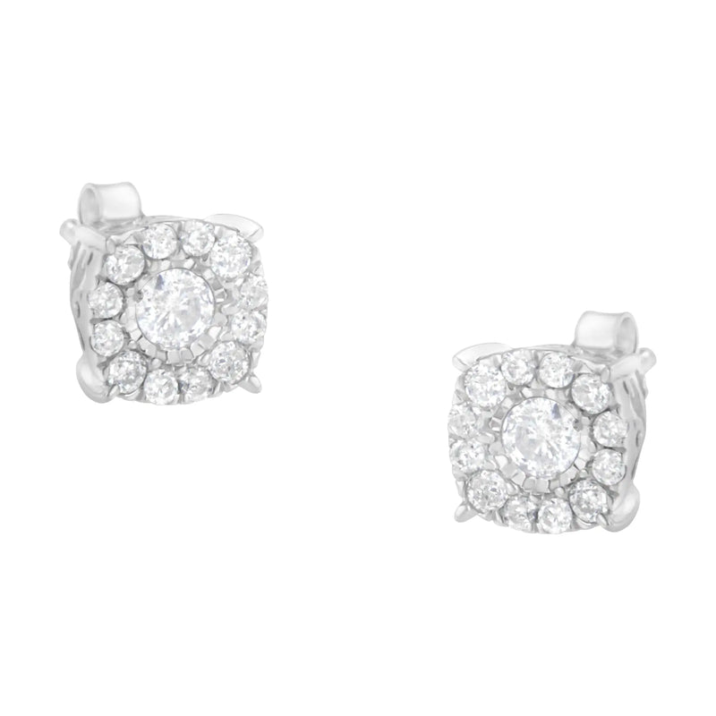 Sterling Silver Diamond Square Stud Earring (1/2 cttw, I-J Color, I2-I3 Clarity)