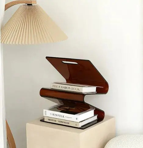 Acrylic Decorative Bookstand Retro W-shaped Storage Rack