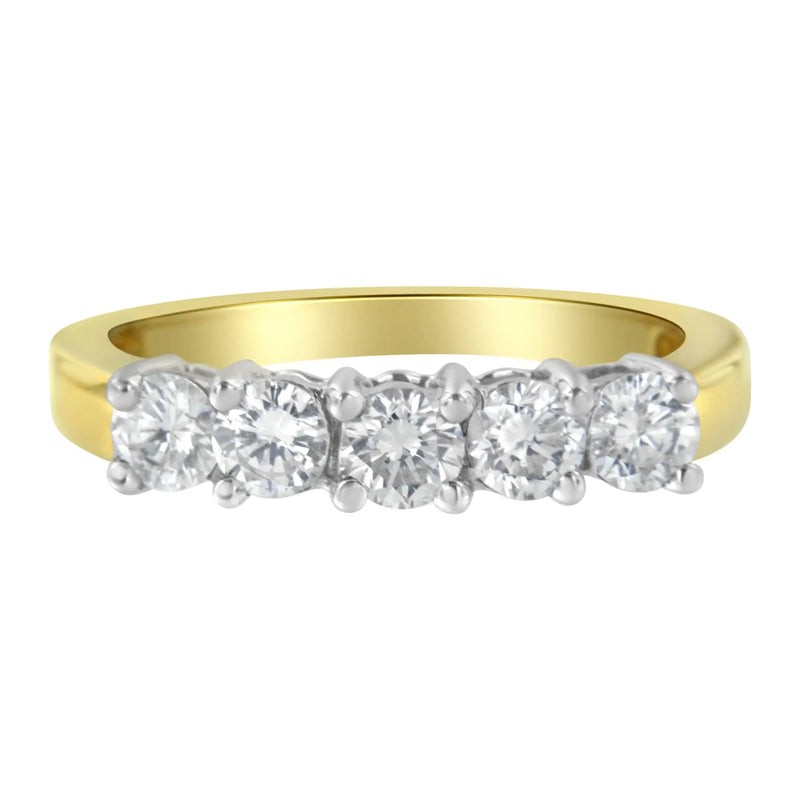 14KT Two Toned Gold 5 Stone Diamond Ring (1 cttw, H-I Color, SI1-SI2 Clarity)