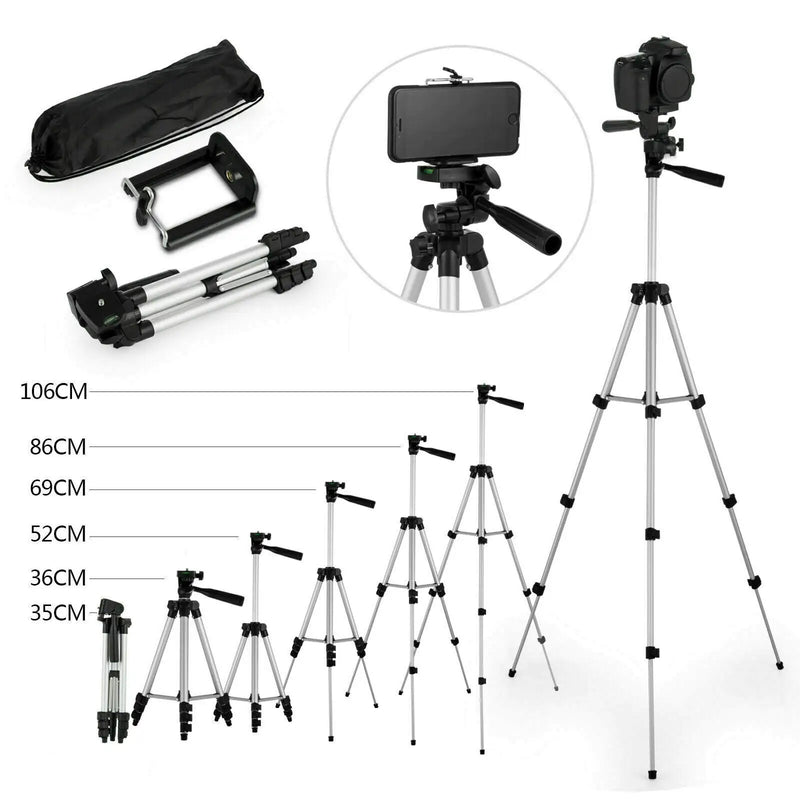 Professional Camera Tripod Stand Holder Mount For iPhone Samsung Cell Phone+ Bag