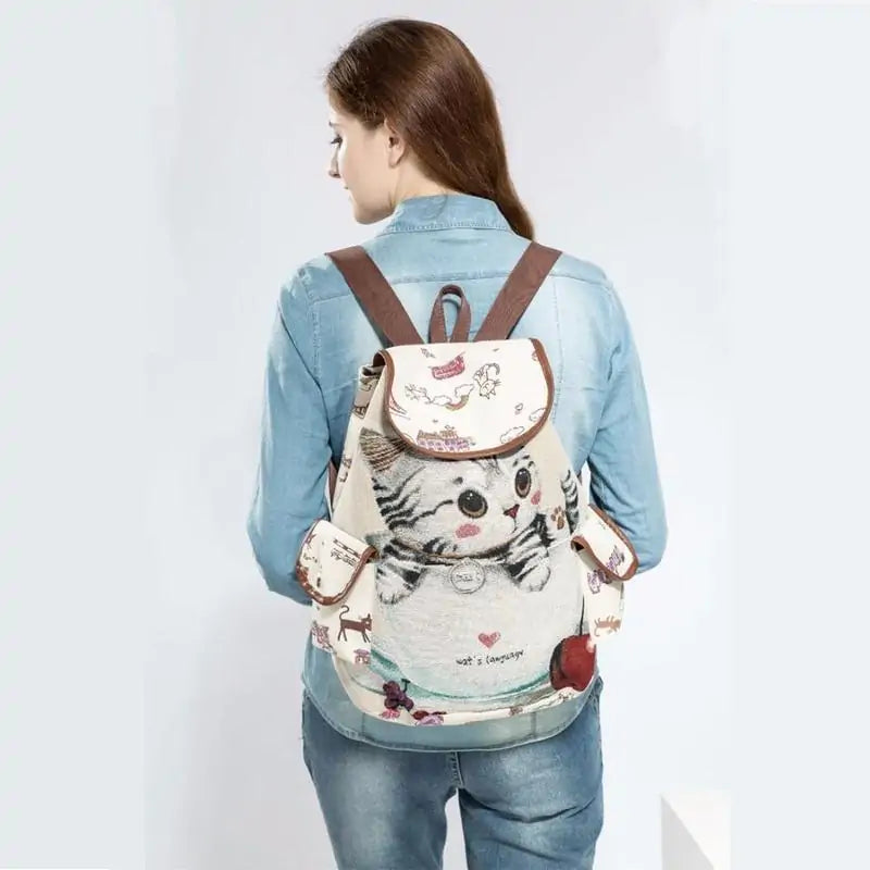 Lovely Cat Drawstring Backpack