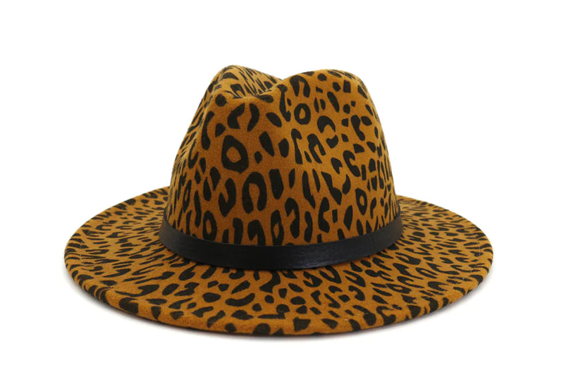 Leopard Print Jazz Hat for Couples - Wool Fedora MNDJS192