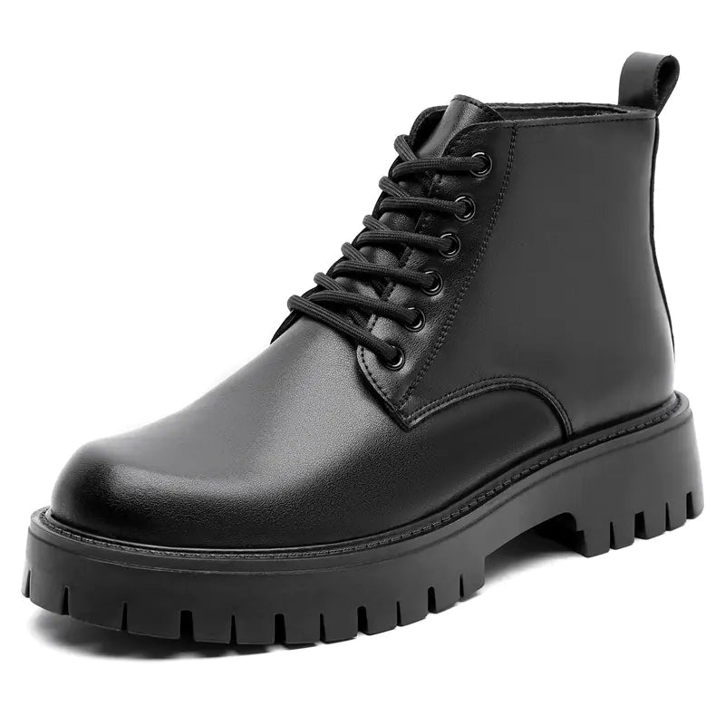 Warm High-Top Leather Boots with Thick Bottoms (6 Holes)
