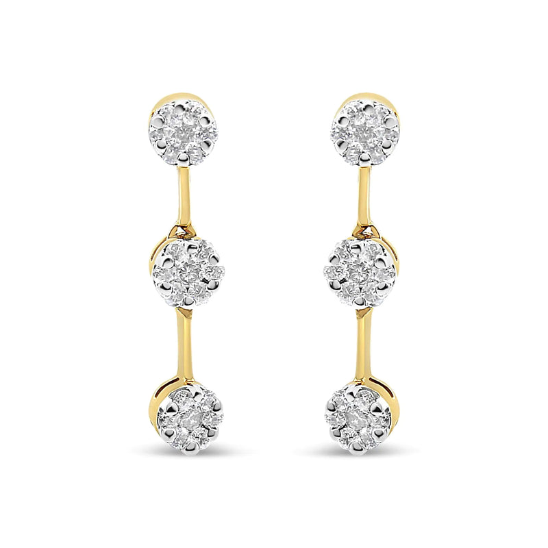 14K Yellow Gold Round Diamond Earrings (1.05 cttw, H-I Color, SI1-SI2 Clarity)