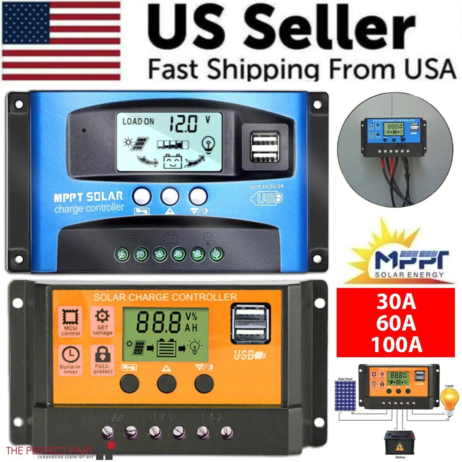 MPPT Solar Panel Regulator Charge Controller Auto Focus Tracking 30-10 ...