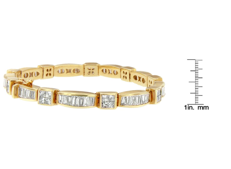 14K Yellow Gold Multi--Cut Diamond Box Square Link Bracelet(7.33 cttw,H-I Color,SI1-SI2 Clarity)