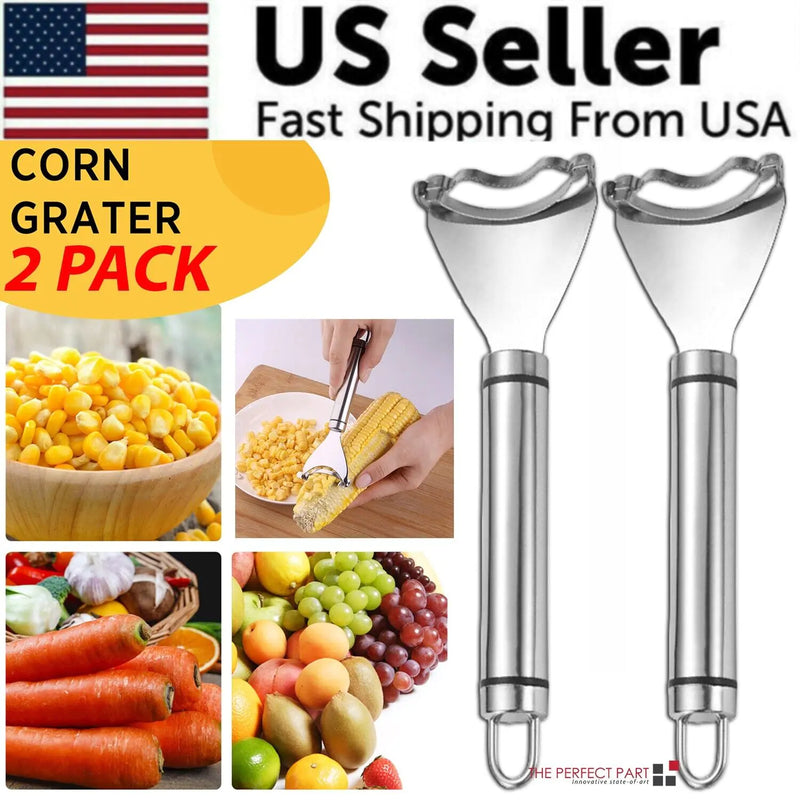 2x Corn Cob Peeler Stainless Steel Thresher Stripper Remover Kitchen Cutter Tool