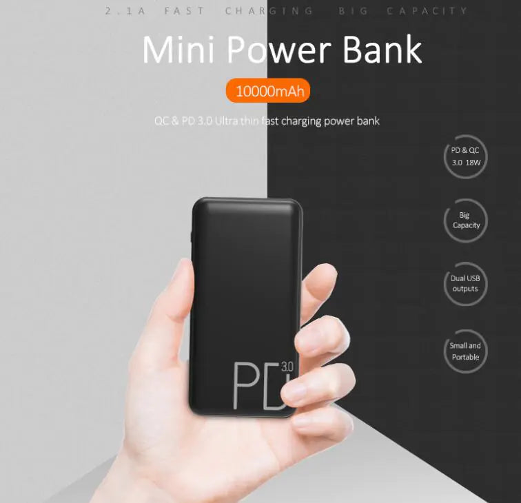 10000mAh Slim PD Fast Charge Power Bank
