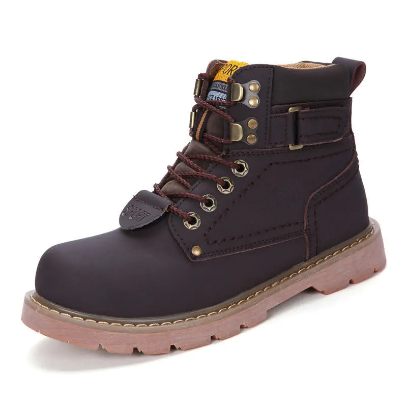 British Style Winter High-Top Velvet Cowhide Boots