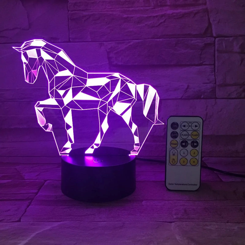 3D LED Race Horse Night Light