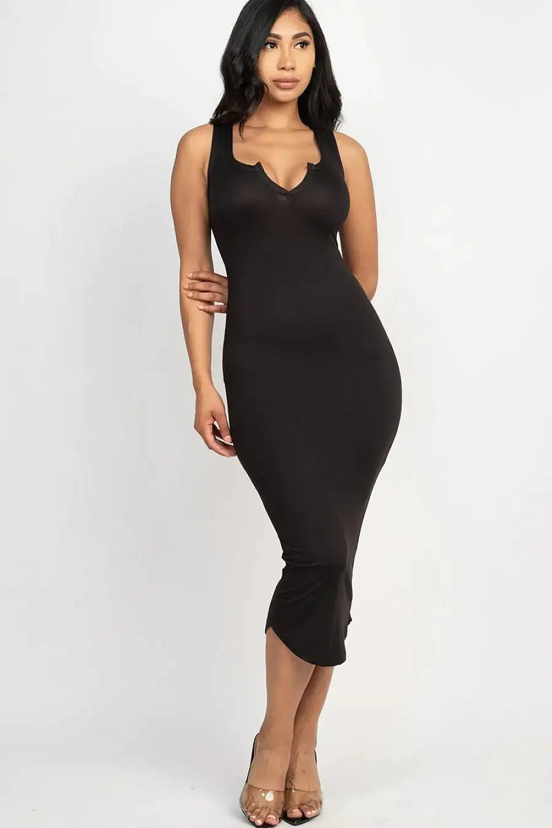 WOMEN SPLIT NECK TANK DRESS