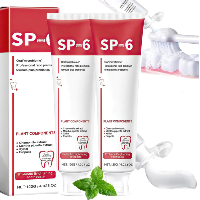 Sp-6 Ultra Whitening Sp-6 Probiotic Whitening Toothpaste Ultra Whitening Toothpaste sp6 Probiotic Brightening ToothpasteDeep Cleaning Care ToothpasteFresh Breath120g (2Pcs)