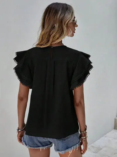 Denise Ruffle Cap Sleeve Blouse-