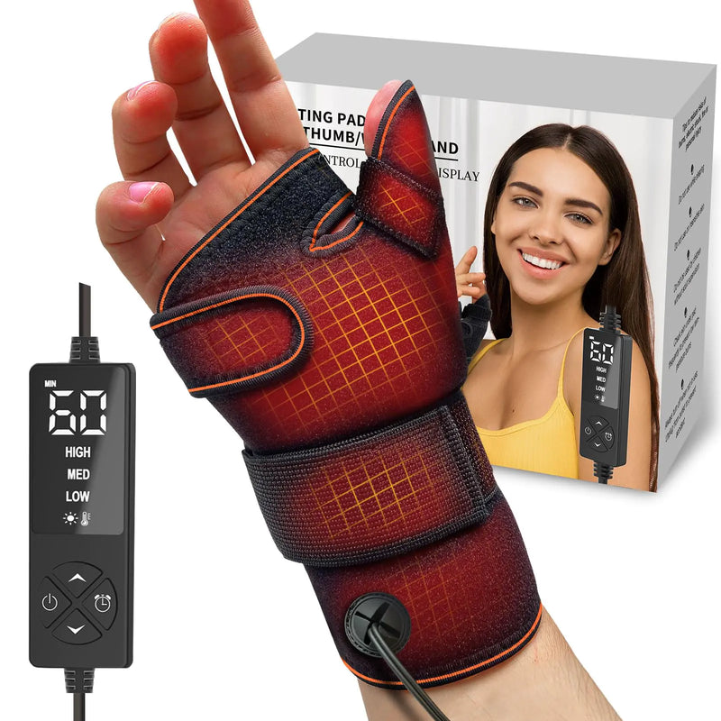 sticro Wrist & Thumb Heating Pad for Arthritis and Carpal Tunnel Relief Hand Heating Pad for Sprains Trigger Thumb Tendonitis Hand Pain Relief - Left & Right Hands(L/XL)
